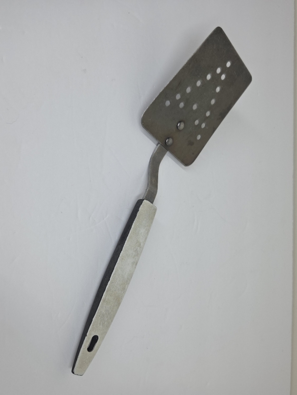 Vtg Perforated Metal Stainless Steel Slotted Spatula Turner Flipper USA